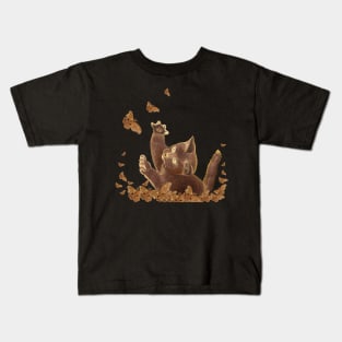 Cat Hunting Night Butterflies Kids T-Shirt